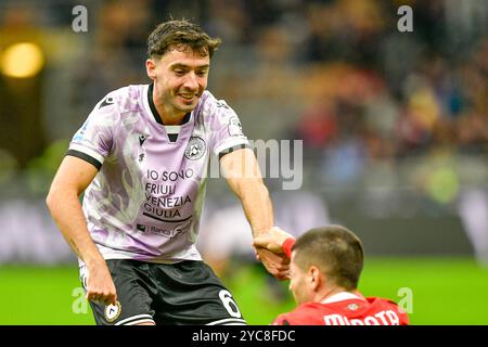 Milan, Italie. 19 octobre 2024. OiER Zarraga (6 ans) d'Udinese vu lors du match de Serie A entre AC Milan et Udinese à San Siro à Milan. Banque D'Images