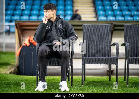 Roskilde, Danemark. 18 octobre 2024. Tobias Slotsager de l'Odense BK vu avant le match NordicBet Liga entre le FC Roskilde et l'Odense BK à Roskilde Idraetspark à Roskilde. Banque D'Images