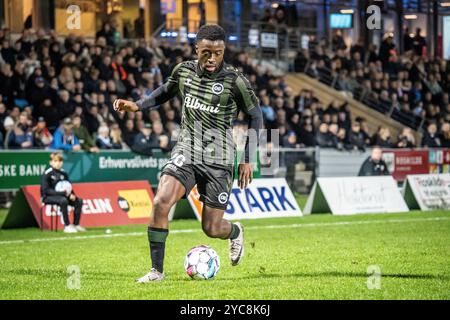 Roskilde, Danemark. 18 octobre 2024. Leroy Owusu (20 ans) d'Odense BK vu lors du match NordicBet Liga entre FC Roskilde et Odense BK à Roskilde Idraetspark à Roskilde. Banque D'Images