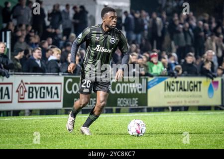 Roskilde, Danemark. 18 octobre 2024. Leroy Owusu (20 ans) d'Odense BK vu lors du match NordicBet Liga entre FC Roskilde et Odense BK à Roskilde Idraetspark à Roskilde. Banque D'Images