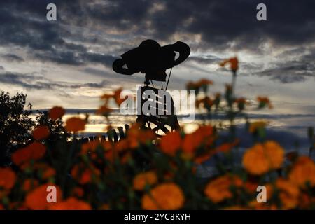 Atlixco, Pueblo, Mexique. 21 octobre 2024. Une catrina monumentale en carton est vue lors de l'exposition de la quatrième édition des catrinas monumentales d'Atlixco, dans l'état de Puebla, qui peut être visitée du 11 octobre au 10 novembre, cette année avec le thème des figures historiques du Mexique dans le cadre des célébrations de Dia de Muertos. Le 21 octobre 2024 à Atlixco, Mexique. (Crédit image : © Carlos Santiago/eyepix via ZUMA Press Wire) USAGE ÉDITORIAL SEULEMENT! Non destiné à UN USAGE commercial ! Crédit : ZUMA Press, Inc/Alamy Live News Banque D'Images