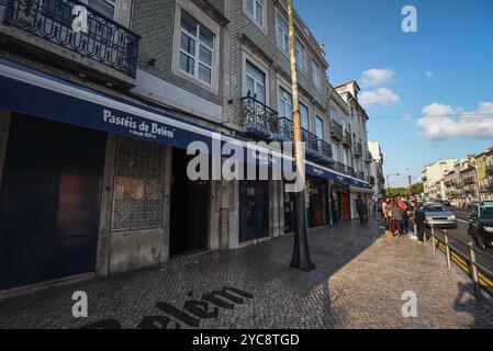 La façade de la boulangerie historique Pastéis de Belém - Lisbonne, Portugal Banque D'Images