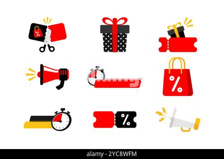 Pack d'étiquettes promotionnelles et de soldes. Icônes vectorielles pour les campagnes marketing Illustration de Vecteur