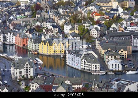 Vue sur la ville d'Alesund en Norvège Banque D'Images