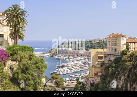 Vue sur le Port Hercule depuis la gare Monaco, Monte-Carlo Banque D'Images