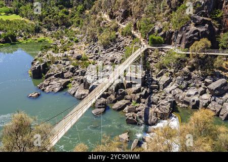 Pont suspendu Alexandra au premier bassin de Cataract gorge, Launceston, Tasmanie, Australie, Océanie Banque D'Images