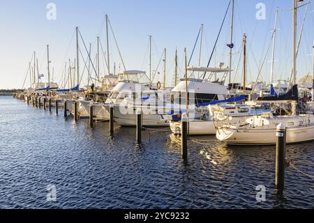 Voiliers amarrés et yachts à Challenger Harbour, Fremantle, WA, Australie, Océanie Banque D'Images