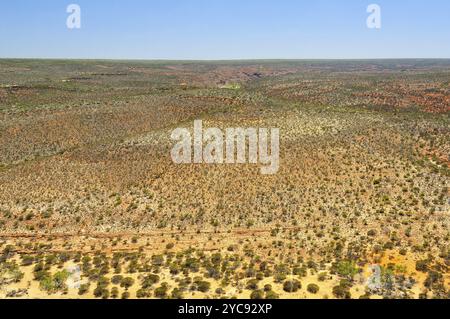 Vue sur le paysage aride depuis le Hawk's Head Lookout, un point de vue spectaculaire dans le parc national de Kalbarri, Kalbarri, WA, Australie, Océanie Banque D'Images