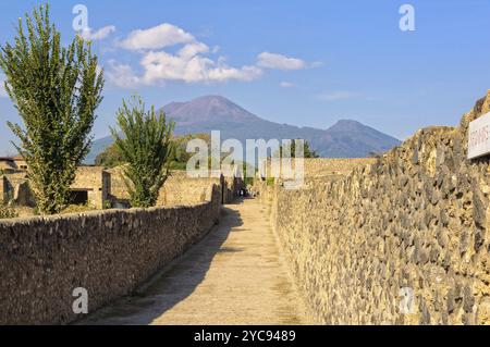 Mont Vésuve vu de Pompéi, Campanie, Italie, Europe Banque D'Images