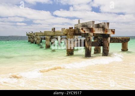 Vestiges de la vieille jetée, Jurien Bay, WA, Australie, Océanie Banque D'Images