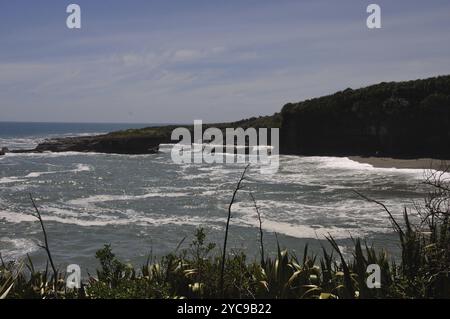 Plage sur la piste de Truman, parc national de Paparoa, côte ouest, île du Sud, Nouvelle-Zélande, Océanie Banque D'Images