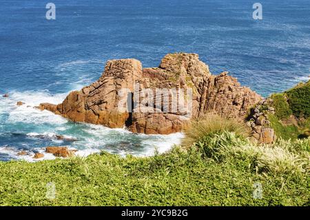 Structures rocheuses granitiques spectaculaires sous le point de vue Pinnacles à Cape Woolamai, Phillip Island, Victoria, Australie, Océanie Banque D'Images