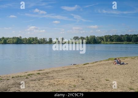 Plage au lac de l'aéroport, Tegel, Reinickendorf, Berlin, Allemagne, Badestrand am Flughafensee, Allemagne Banque D'Images