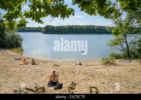 Plage au lac de l'aéroport, Tegel, Reinickendorf, Berlin, Allemagne, Badestrand am Flughafensee, Allemagne Banque D'Images