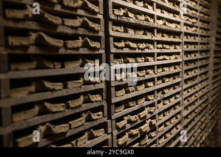 Soulaines-Dhuys (nord-est de la France) : travail de l'argile dans la poterie Royer et la tuile Factory suivant des techniques ancestrales depuis 6 générations, maki Banque D'Images