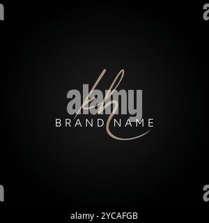 Modèle de logo de signature de lettre initiale KH - modèle de logo vectoriel manuscrit Illustration de Vecteur