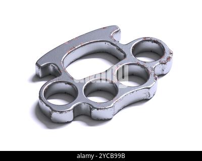 Steel Knuckles illustration de rendu 3D isolé sur fond blanc Banque D'Images