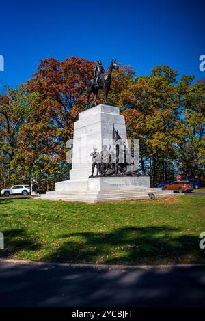 Gettysburg, Pennsylvanie, États-Unis – 19 octobre 2024 : le Mémorial du général Robert E. Lee Virginia sur le champ de bataille dans le parc militaire national de Gettysburg. Banque D'Images