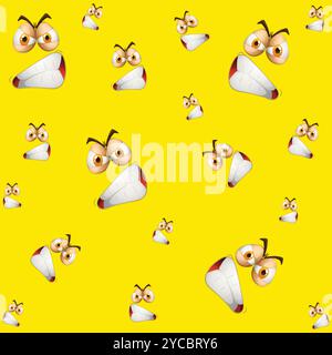 Fond transparent avec différentes expressions faciales. Visages de bande dessinée et emojis avec différentes expressions faciales modèle sans couture. Arrière-plan vectoriel Illustration de Vecteur