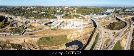 Cracovie, Pologne. Grebalow Grand échangeur routier en construction. C'est le fragment de l'autoroute S7 de Varsovie à A4 et aussi un dernier fragment Banque D'Images