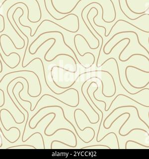 Abstrait tan minimal Swirl lignes de brosse motif sans couture sur fond beige. Pour papier peint, décoration intérieure et textile Illustration de Vecteur