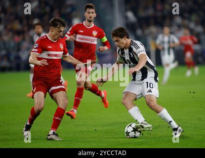 Turin, Italie. 22 octobre 2024. Turin, 22 octobre 2024, UEFA Champions League, Juventus FC vs VFB Stutgard Credit : Nderim Kaceli/Alamy Live News Banque D'Images