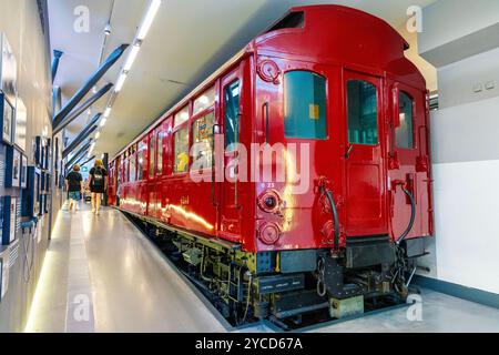 1923 Q Stock Underground car, London transport Museum, Londres, Angleterre Banque D'Images