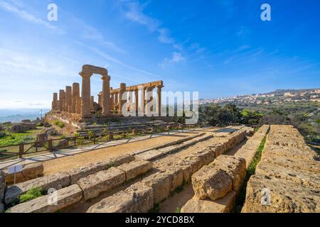 Temple d'Hercule, Vallée des temples, Agrigente, Sicile, Italie Banque D'Images