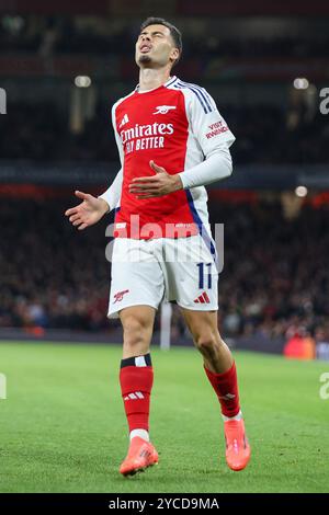 Londres, Royaume-Uni. 22 octobre 2024. Gabriel Martinelli de l'Arsenal FC lors du match Arsenal FC contre FC Shakhtar Donetsk UEFA Champions League Round 1 à l'Emirates Stadium, Londres, Angleterre, Royaume-Uni le 22 octobre 2024 Credit : Every second Media/Alamy Live News Banque D'Images