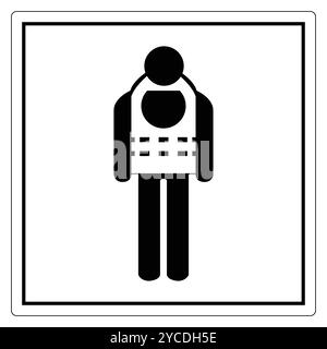 Icône minimaliste représentant une personne portant un gilet de sécurité, adapté pour représenter la sécurité, la protection et la sensibilisation au lieu de travail dans divers modèles. Illustration de Vecteur