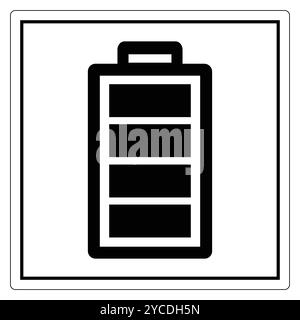 Cette image présente une simple icône de batterie noire sur fond blanc. Il symbolise le stockage d'énergie et les sources d'alimentation pour divers appareils. Illustration de Vecteur