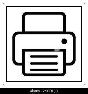 Une icône d'imprimante minimaliste en noir et blanc, parfaite pour les conceptions numériques. Idéal pour représenter visuellement la technologie d'impression et l'équipement de bureau. Illustration de Vecteur