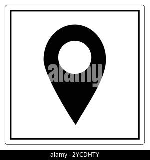 Une icône de marqueur de position noir simple définie sur un fond blanc. Ce design minimaliste est parfait pour la navigation, les applications de voyage et les visuels liés aux cartes. Illustration de Vecteur