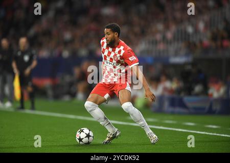 Gérone, ESP. 22 octobre 2024. GIRONA FC-SLOVAN BRATISLAVA 22 octobre 2024 Danjuma (11) du Girona FC lors du match de phase de la Ligue des Champions 2024/25 de l'UEFA entre Girona FC et Slovan Bratislava au stade municipal de Montilivi à Gérone, Espagne. Crédit : Rosdemora/Alamy Live News Banque D'Images
