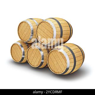 Eau-de-chêne en bois de stockage de barils de bière vin isolé sur fond blanc Banque D'Images