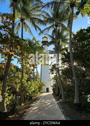 Le phare de Cape Florida, Key Biscayne, Floride, USA Banque D'Images