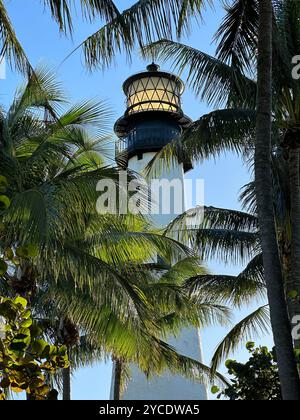 Le phare de Cape Florida, Key Biscayne, Floride, USA Banque D'Images