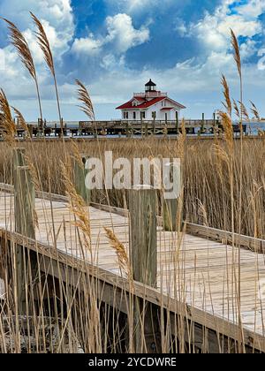 Phare de Roanoke Marshes Replica, Manteo, Caroline du Nord, États-Unis Banque D'Images