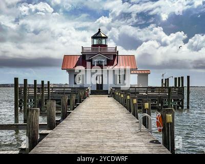 Phare de Roanoke Marshes Replica, Manteo, Caroline du Nord, États-Unis Banque D'Images