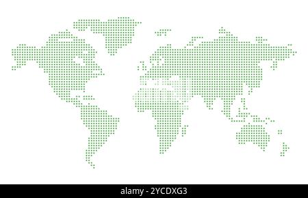 Vecteur de carte du monde en pointillé, arrière-plan isolé. Flat Earth, modèle de carte verte pour le modèle de site Web, rapport anual, inphographics. Globe similaire carte du monde Illustration de Vecteur