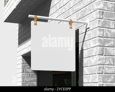 Maquette blanche vierge de panneau suspendu 3D rendue Banque D'Images