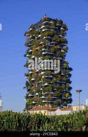 Bosco verticale, tour jumelle, tour verte avec arbres et arbustes, immeubles de grande hauteur, gratte-ciel, quartier de Porta Nuova, Milan, Lombardie, Italie, Banque D'Images