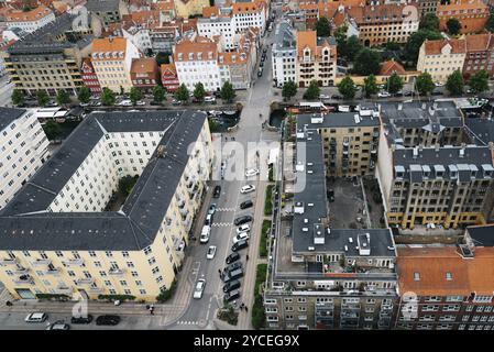 Copenhague, Danemark, 12 août 2016 : vue aérienne de Copenhague, une journée nuageuse d'été, en Europe Banque D'Images