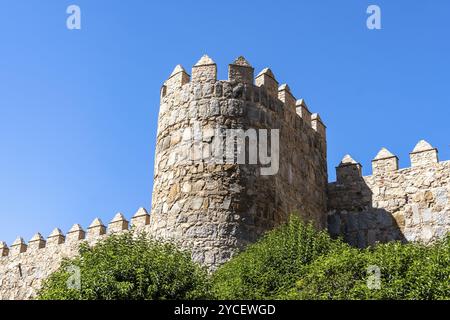 Les murs romains d'Avila une journée d'été ensoleillée. Espagne Banque D'Images