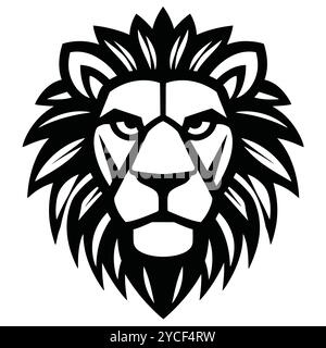 Illustration vectorielle de tête de lion noir et blanc Illustration de Vecteur