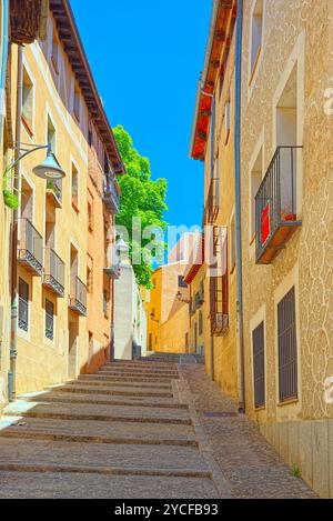 Ruelles médiévales de la ville de Ségovie, près de Madrid. En 1985, la vieille ville de Ségovie et son aqueduc ont été déclarés Patrimoine Mondial par l'ONU Banque D'Images