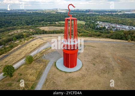 Lampe minière Das Geleucht sur la pointe du déblai de Rheinpreußen à Moers vu des airs, Rhénanie du Nord-Westphalie, Allemagne, Europe Banque D'Images