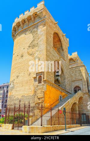 Torres de Quart (Torres de Quart) est l'une des 12 portes qui faisaient partie de l'ancien mur de la ville, de la ville de Valence. Banque D'Images