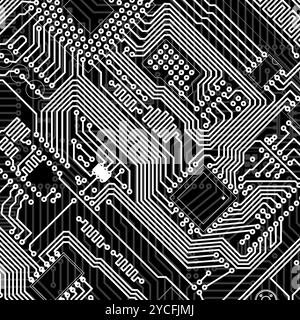 Fond monochrome électronique industriel de carte de circuit imprimé Banque D'Images