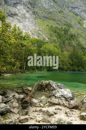 Temps pluvieux à Obersee, Berchtesgadener Land, Berchtesgaden National Park, Bavière, Allemagne Banque D'Images